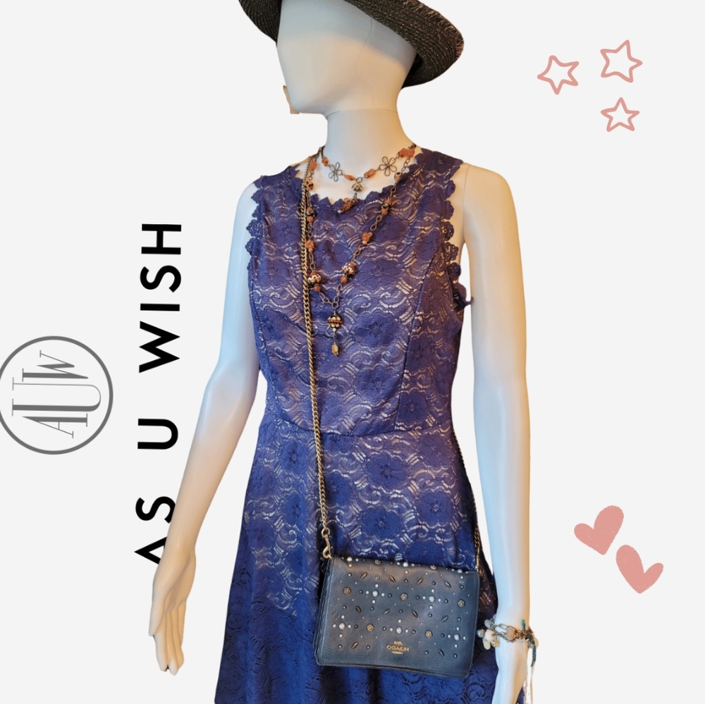 As U Wish Blue Lace Dress 👗 Sz L